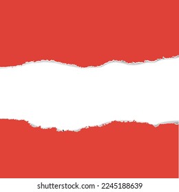 Realistic Red Ripped Paper With White background With Gradient Mesh, Vector Illustration