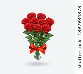 Realistic red rose bouquet. Vector illustration