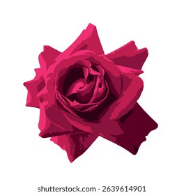 A realistic red rose with soft, layered petals and natural shading. A dark red hybrid tea rose. Perfect for romantic designs, floral decor, invitations, and botanical projects. Vector.
