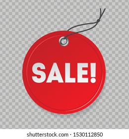 Realistic red sale price tag. Discount sign 