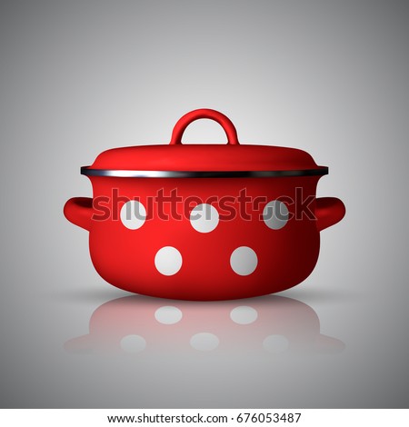 realistic red saucepan isolated on background. vector illustration 