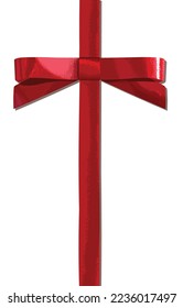 Realistic red shiny bow on a white background  Isolated vector.
