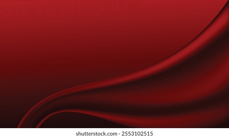 Fundo do vetor de vista superior de seda vermelho realista. Elegante e suave pano de fundo real de brilho fluindo superfície. Design de fundo vermelho luxuoso. Ilustração vetorial.