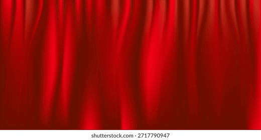 Fondo de Vector de vista superior de seda roja realista. Fondo real elegante y suave de la superficie que fluye del brillo. Diseño de fondo lujoso rojo. Ilustración vectorial