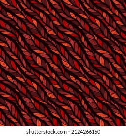 Realistic red simple knit texture vector seamless pattern. Abstract ornamental background in form of a knitted fabric. Stylized textured yarn or hairstyle close-up