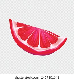realistic red slice of citruse on white background.