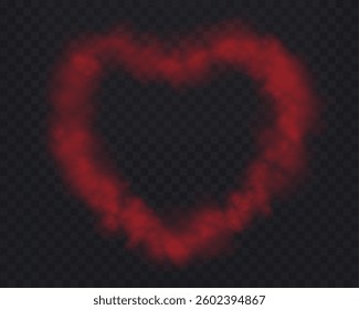 Realistic red smoke circle or haze on a transparent background. Magic fog, vapor. Vector illustration.