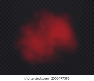 Realistic red smoke or haze on a transparent background. Magic fog, vapor. Vector illustration.