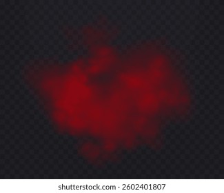 Realistic red smoke or haze on a transparent background. Magic fog, vapor. Vector illustration
