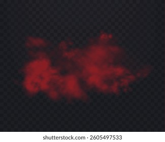 Realistic red smoke or haze on a transparent background. Magic fog, vapor. Vector illustration.