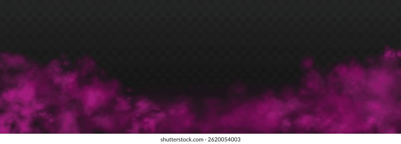 Realistic red smoke or haze, overlay effect on a transparent background. Hot fire and flame, magic fog, vapor on floor. Abstract vector illustration