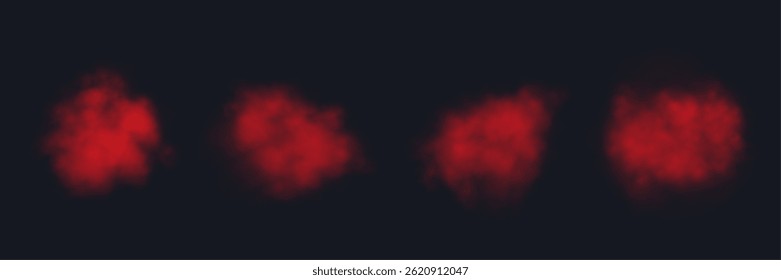 Realistic red smokes or haze on a transparent background. Magic fog, vapor. Vector illustration
