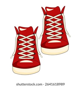Realistic red Sneakers vector illustration. Perfect cartoon red Sneakers isolated transparent background. EPS 10 - Powered by Shutterstock - Get 15% off with code: PIKWIZARD15