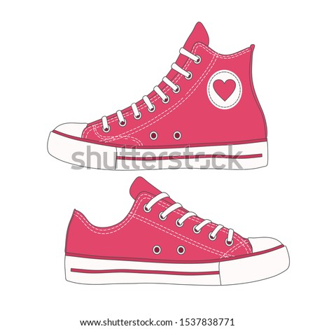 realistic red sneakers vector illustration