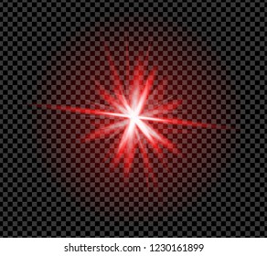 Realistic red sparkle effect isolated on transparent background. Firework, explosion, galaxy, fiery sparks concept. Vector illustration