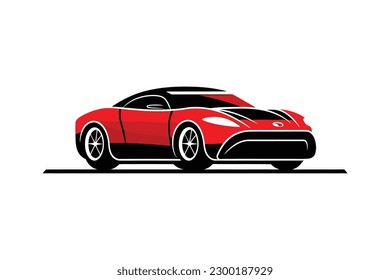 Realistic Red Sport Car Vector Template