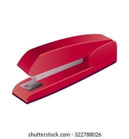 Realistic Red Stapler Isolated on White