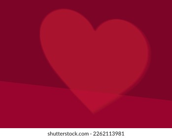 Realistic red studio room with heart shape shadow background. Valentine minimal scene for products showcase, Promotion display. Vector abstract studio room platform design