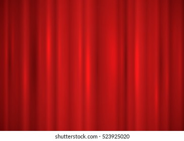 Realistic red theatrical closed curtain. Vector illustration, eps 10.