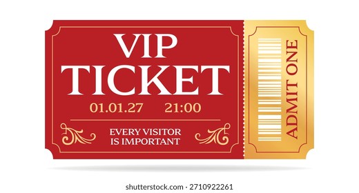 Entrada vermelha realista admitir para festivais, evento, teatro, concerto, jogo.