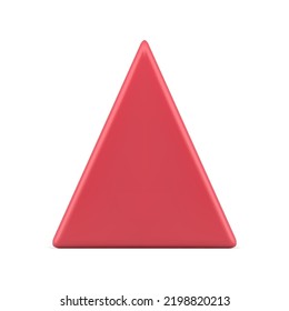 Realistische rote Dreieck glänzende Pyramide formen Weihnachtsbaum baubel oder Vorsicht helle Symbol 3d Vorlage Vektorgrafik. Elegantes, minimalistisches Fichtenspielzeug oder Warnhinweis einzeln