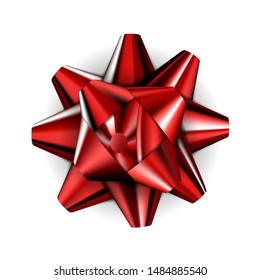 Realistic Red Triangular Bow Isolated On White Background. EPS10 Vector