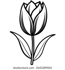 Realistic Red Tulip Vector Illustration, Detailed Digital Art, Spring Floral Design, Lifelike Flower Clipart