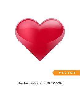 Realistic red valentine heart. Vector illustration