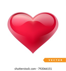 Realistic red valentine heart. Vector illustration