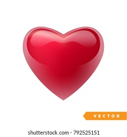 Realistic red valentine heart. Vector illustration
