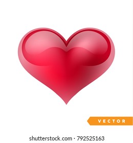 Realistic red valentine heart. Vector illustration
