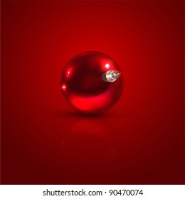 Vector rojo realista de bola navideña para el diseño navideño. Pasos 10.