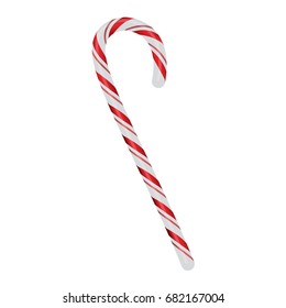 A realistic red and white Christmas candycane isolated on a white background illustration. Vector EPS 10 available.