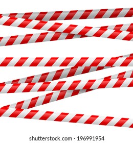 Realistic red and white danger tape. Illustration on white background 