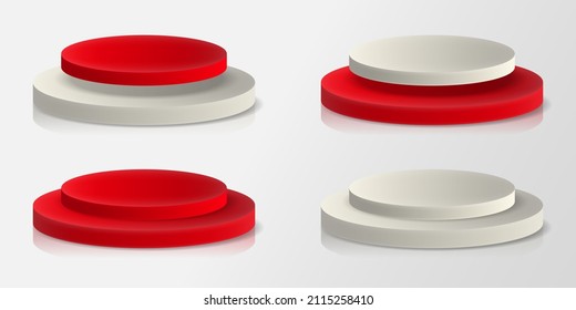 Realistic red and white podium collection. - Vector.