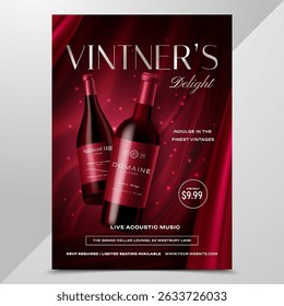 Poster realista garrafa de vinho tinto