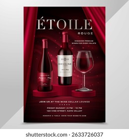 Realistic Red Wine Bottle Poster