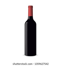 Realistic red wine bottles on white background