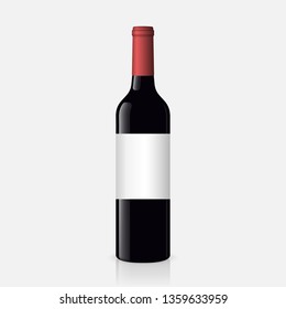 Realistic red wine bottles on white background
