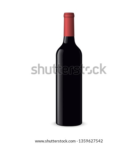 Realistic red wine bottles on white background