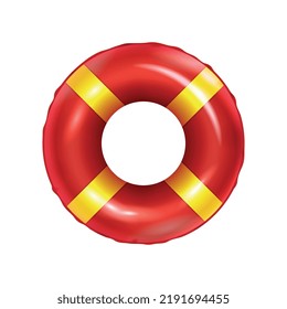Ilustración vectorial del anillo de natación rojo y amarillo realista