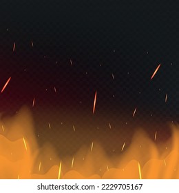 Realistisches rotes Feuer auf dunklem Hintergrund - Vektorgrafik