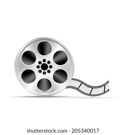 Realistic reel of film. Illustration on white background