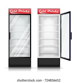 Realistic Refrigerator Vector. Cooling Drinks. Isolated Illustration
