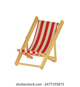 Realistic render lounger isolated on white background. 3D concept cartoon beach chair. Vector illustration