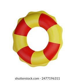 Realistic render swim ring isolated on white background. 3D concept cartoon swimming lap. Vector illustration