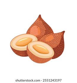 Realistic Representation of Salak Fruit Showcasing Textured Skin and Leaf Details, Perfect for Highlighting Exotic Tropical Fruits and Healthy Eating