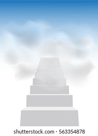 Realistic representation of stairs taking to the clouds; abstract background that can be used in different projects