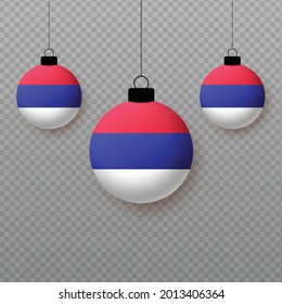 Realistic Republika Srpska Flag with flying light balloons. Decorative elements for national holidays.