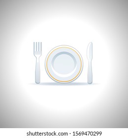 realistic restaurant symbol on gradient background, vector design.